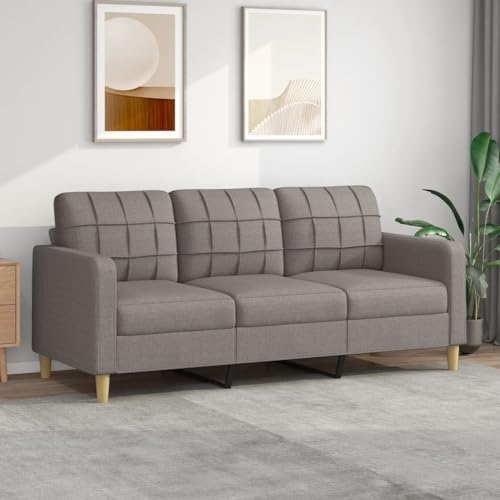 SECOLI 3-Sitzer Sofa Stoff Couch für Wohnzimmer/Schlafzimmer/Büro/Wohnung - Taupe - 180cm
