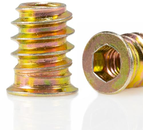 100 Stück M6×15 Möbelmuttern, Gewindeeinsätze für Holz, außergewöhnliche Gewindeeinsatzmuttern für Möbel, Holzprodukte und Holzmodelle