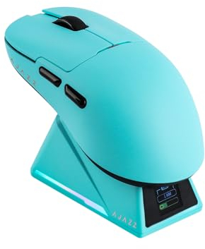 MechLands AJ159 APEX Wireless Mouse, Lightweight Gaming Mice, with Magnetic Charging Design and Display Screen, 30000 DPI, PAW3950 Sensor, BT/2.4G/Wired Connection, 400mAh Battery (Blue)