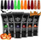 Modelones Poly Gel Set mit 6 Farben Schwarz Neon Rot Glitzer Halloween Gel Nägel Selber Set Quick Extension für Nail Art Nageldesign