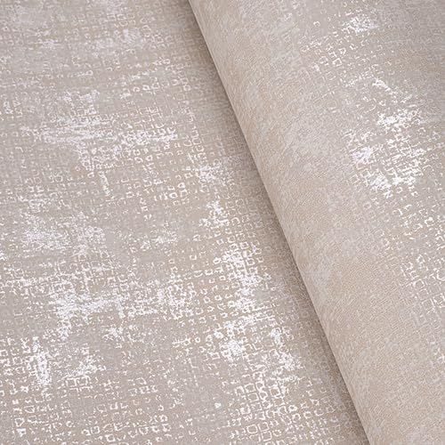 Swehooirt Braun Tapeten Vliestapete Betonoptik Glitzer Mustertapete Silber Leicht Glänzend Betontapete Beton Putz Modern Industrial Betonoptik Putzoptik Wohnzimmer Muster Flur Schlafzimmer Tapete