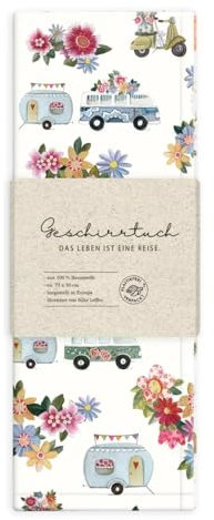 Geschirrtuch 100% Baumwolle, Geschenkidee, Küchen Accessoire, Motiv, Geschenk, Küche, Kochen, Grillen (Das Leben ist eine Reise)