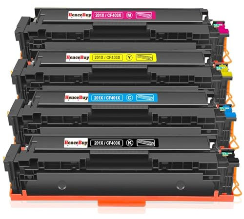 HenceBuy 201X Toner Kompatible für HP 201X CF400X 201A CF400A Toner für HP Color Laserjet Pro MFP M277dw M277n M277 M277c6 M274n Laser Jet Pro M252dw M252n M252 Schwarz Cyan Gelb Magenta (4er-Pack)