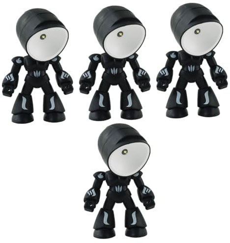 ANDRESLAD 4 Stück Roboter-tischlampe Kinderzimmer Nachtlampe Geführtes Nettes Nachtlicht Astronautenlampe Nachtlampe Studieren Kinderzimmer Roboter-led-lampe Mini-nachtlicht Pvc Black