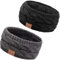 DRESHOW Damen Warm Gestricktes Stirnband Winter Ohrenwärmer Elastische Gehäkelte Kopfwickel Dickes Fleecefutter Haarbänder
