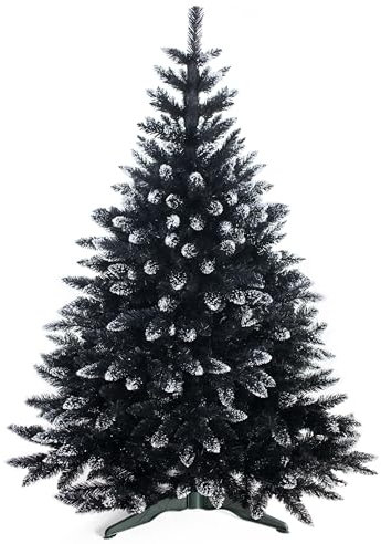 Homede Künstlicher Weihnachtsbaum mit Brokat 220 cm schwarz Christbaum Tannenbaum Weihnachtsdeko Fichte Cristal Dark