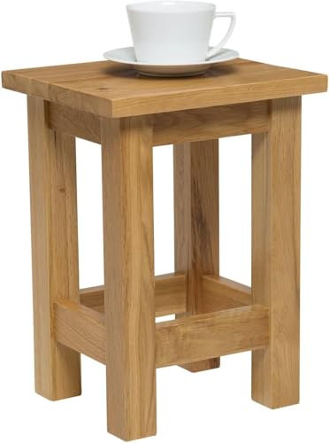 Kleiner Beistelltisch aus Eiche | Schlanker Beistelltisch/Kaffee-/Lampen-/End-/Konsolenständer aus massivem Holz