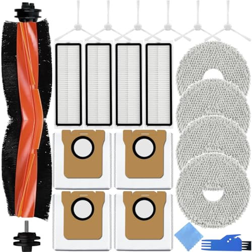 EATBALE Replacement Parts for Xiaomi X20+ Robot Vacuum Cleaner Dust Bag Mopping Pad Hepa Filter Main Roller Brush Side Edge Brush Vacuum Bag Microfiber Wipe Rubber Nylon Brush Accessories Kit