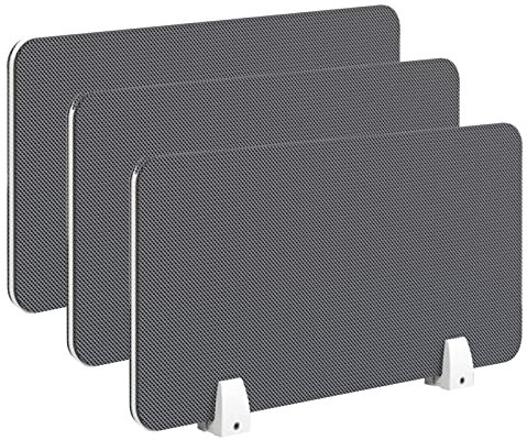Schreibtisch-Trennwand, geräuschreduzierend, für Studenten, Büromöbel, Trennwand für Arbeitszimmer, Wohnwagen, Clip-Design, Breite 60 cm, Grau, 3 Stück