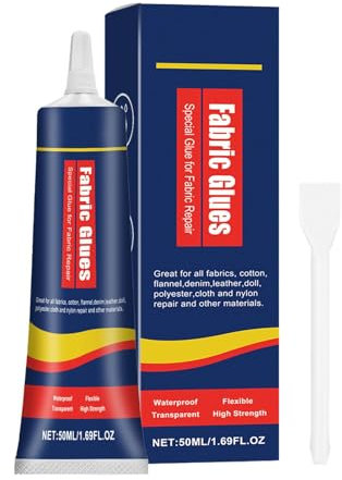 Fabric Glue | Permanent Clear Washable - Fabric Adhesive | 50ml Clothing Glue | Multifunctional Permanent Fabric Glue for All Fabrics, Clothes, Cotton, Flannel, Denim, Leather, Polyester