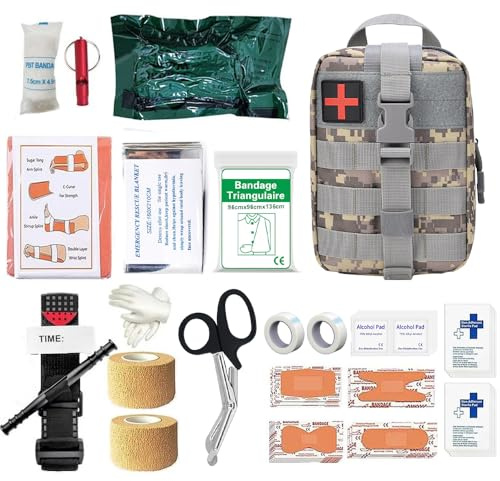 Mineup 54 PCS First Aid Kit, Emergency Trauma Kit First Aid Bag, Jumbo Trauma Bag, First Aid Molle Pouch for Home & Workplace Includes Bandages, Tourniquet & Essentials for Everyday Situations(Grey)