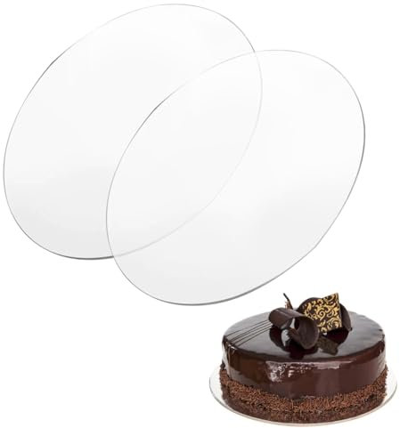 6 Inch Cake Boards 2Pcs Clear Acrylic Cake Discs Round Table Toppers with Protective Film Acrylic Blanks Circles for Cake Display Photo Frames Display Projects DIY Crafts Table Signs & Painting (15cm)