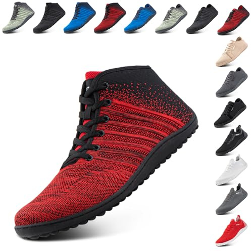 Hitmars Barefoot Shoes for Mens Womens Outdoor Lightweight Trail Running Minimalist Zero Drop Shoes Barefoot Trainers Breathable Walking Shoes Red 8.5 UK