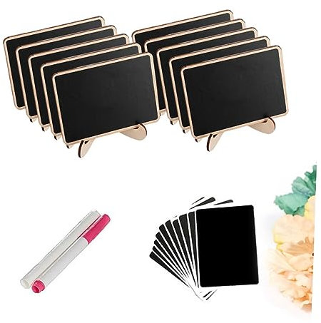 DIKACA 10 Stück Mini-tafel Tafeln Planke Nachricht Plattenständer Große Kreidetafel Tafeletiketten Ereignis Anzeige Kreidemarker Sitzplätze Whiteboard-marker Bretter Rahmen Black Bambus