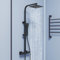 Biubiubath Thermostatic Shower Mixer Set | Dual Rainfall Shower Heads & Hose | Wall Mounted Bar Mixer Shower Chrome Finish | Adjustable Shower Riser Rail Kit (Matte Black)