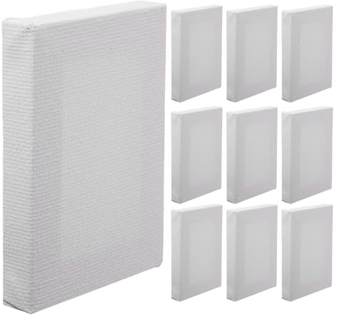 Healvian 10 Mini-Leinwände – 2/5'' Profil, grundierte Leinwände aus Baumwolle zum Malen – kleine professionelle Keilrahmen für Kinder und Künstlerbedarf, 2,4 x 1,6 Zoll