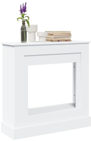 Generico Cornice per Camino Bianca 90x30x90 cm in Truciolato,Accessori caminetti e stufe a legna-854589