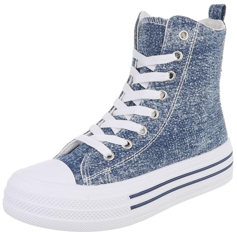 Ital Design Damen Mid-Top Sneaker mit Schnürung und Flacher Sohle, runde Spitze