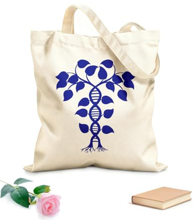XIARON Borsa tote con manico piatto in nastro albero genealogico del DNA della vita genere a spirale biologia Tessuto spesso 340g/m² Sostituisce lo zaino scolastico L Drak Blue