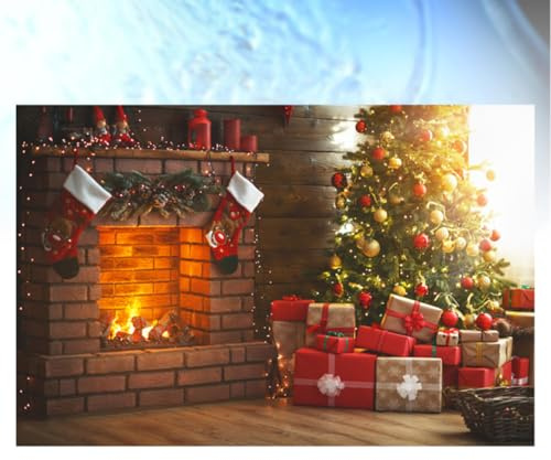 BAZEITFLOW Fondo Fotográfico Navideño de 90x150 Cm Estilo Chimenea 3D para Decoración de Fiesta Tela Ligera y Fácil de Transportar para Fotos y Videos