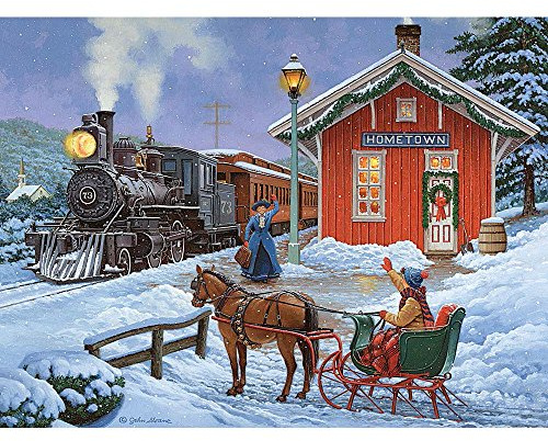 Bits and Pieces - 1000 Piece Glow in the Dark Puzzle - Home For the Holidays by Artist John Sloane - Christmas Reunion - 1000 pc Jigsaw by Bits and Pieces
