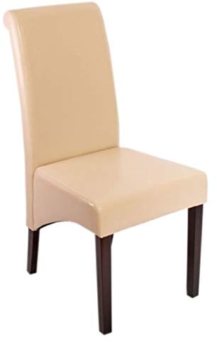 2er-Set Esszimmerstuhl Küchenstuhl Stuhl M37 - Leder, Creme, dunkle Füße