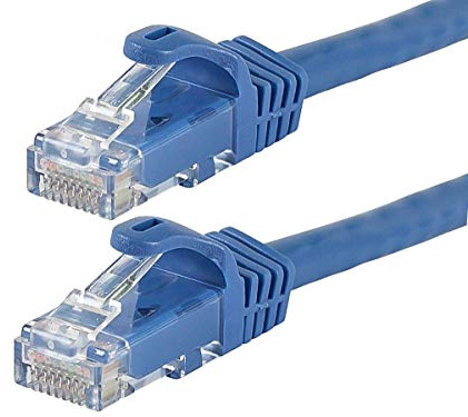 Monoprice Flexboot Cat6 Ethernet Patch Cable - Network Internet Cord - RJ45, Stranded, 550Mhz, UTP, Pure Bare Copper Wire, 24AWG, 25ft, Blue