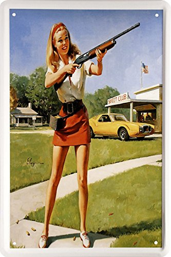 WOGEKA ART Retro Blechschild - Nice Girl in the Skeet Club USA 60´s Nostalgie - witziger Spruch als Geschenk-Idee zum Geburtstag Weihnachten als Deko 20x30 cm Vintage-Design 1453