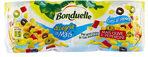 Bonduelle Mais, Olive e Peperoni Mix per Insalate, 3 x 170g