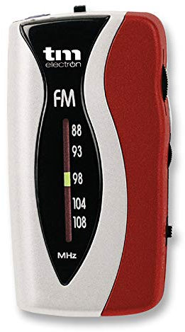 TM Electron TMRAD025R - Radio analógica de Bolsillo FM, Color Rojo