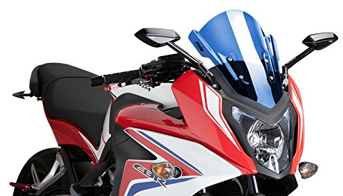 Puig 7003A Z-Racing aerodynamische und sportliche Scheibe aus 3 mm Acryl mit doppelter Höhe und seitlichen Kanälen zur Verbesserung von Schutz und Stabilität, Blau