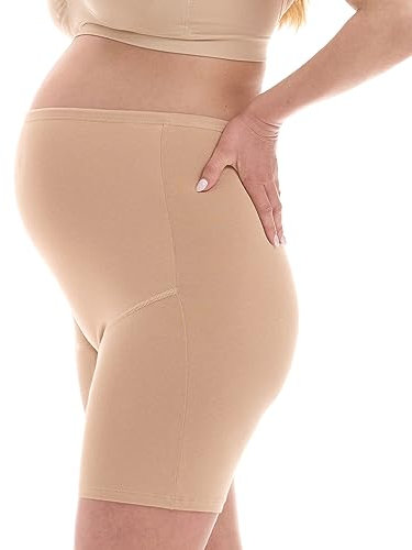 Herzmutter Culotte Maternité Coton - Shorty Culotte Grossesse - Anti Frottement Cuisse - sous-vêtements Maternité - Panty Femme Enceinte - OekoTex100-5000 (XL, Beige)