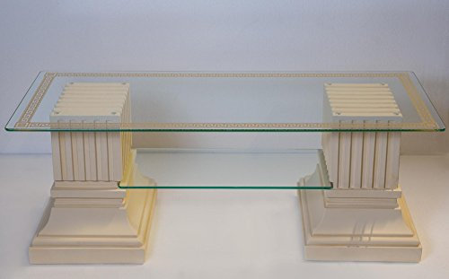 Antikes Wohndesign Couchtisch Wohnzimmertisch Glastisch Säulentisch