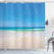 ABAKUHAUS Natur Duschvorhang, Paradise Sunny Sky Szene, Stoffliches Gewebe Badezimmerdekorationsset mit Haken, 175 x 220 cm, Creme Blau