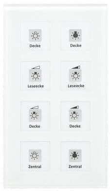 Pulsante di vetro 8 volte Plus, bianco, per automazione domestica KNX