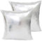 LiiZee 2 Stück Dekorative Kissenbezüge Modern Metallic Glänzend Kissenbezug Kunstleder Weich Quadratisch Kissenbezug für Sofa Bett Party 45,7 x 45,7 cm Silber