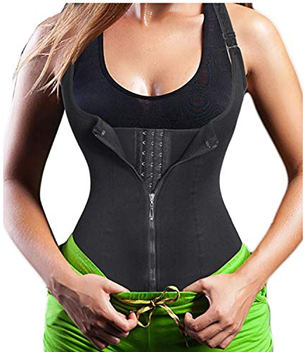 Gotoly Damen Unterbrust Korsett Figurformend Bauchweg Body Shape Tank-Top Stark Formend Körperformer Mieder Verstellbar Oberteil Shapewear (2XL, Schwarz)