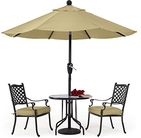 ABCCANOPY Parasol de terrasse pour extérieur, 2,3 m, parasol de table de protection UV avec manivelle pour un montage facile, convient pour jardin, pelouse, terrasse et arrière-cour (kaki)