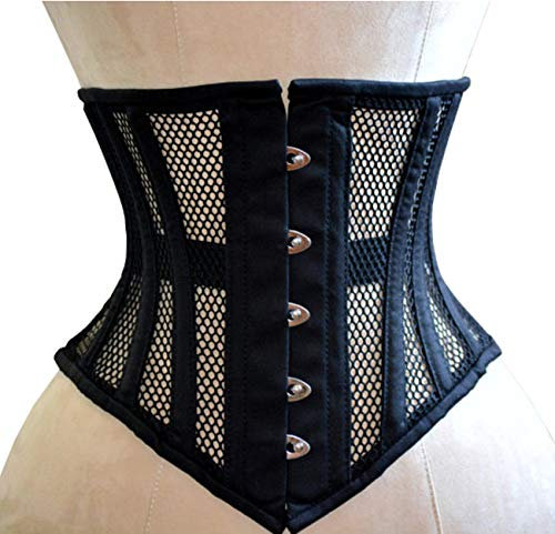 Royals Fashion Heavy Duty Womens Waist Trainer Corset for Weight Loss Black Mesh Underbust Corset (L (for waist 32))