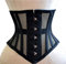 Royals Fashion Heavy Duty Womens Waist Trainer Corset for Weight Loss Black Mesh Underbust Corset (L (for waist 32))