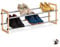 Relaxdays Schuhregal ausziehbar, offener Schuhständer mit 2 Ebenen, Holz & Eisen, erweiterbar bis 118 cm Breite, Natur, Hellbraun