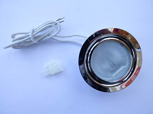 Flacher Einbauspot Chrom für Spiegelschrank + Möbel, Halogen G4, Glas matt