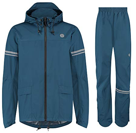 AGU Essential Original Regenanzug, Regenkleidung Fahrrad Herren & Damen, Wasserdicht & Winddicht, Reflektierend, 100% Recyceltes Polyester, Unisex - M - Blau