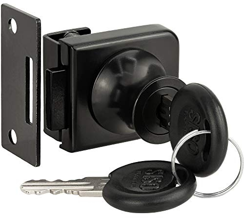 Gedotec Serrure à cylindre pour meubles - Serrure de meuble - Serrure de vitrine - Noir - Pour armoires en verre et meubles - Serrure de porte en verre à pincer - 1 pièce - Verrou