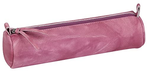 Clairefontaine 410174C - Rundes Schlampermäppchen aus Lammelder Tie & Dye, ideal für Schulaccessoires und Make-up, dunkelrosa, 1 Stück