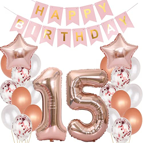 Luftballons 15 Geburtstag Dekoration mädchen rosegold,15.Geburtstag deko für mädchen,15 jahre Geburtstag deko mädchen 15.geburtstag deko mädchen 15 Geburtstag Mädchen 15 Geburtstagsdeko rosegold(15)