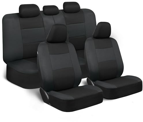 BDK PolyPro Autositzbezüge Komplettset in Schwarz auf Anthrazit - Vorne und Hinten Geteilte Sitzbankschoner, Universal Fit für Auto LKW Van SUV Auto Innenraum Sitzbezüge
