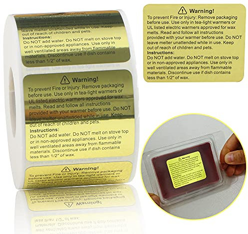 MILIVIXAY 600 Stück Wachsschmelz-Warnetiketten – Kerzenwarnetiketten für Clamshell, 4,6 x 3,8 cm.