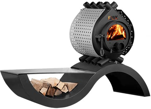 Warmluftofen Kanuk® Original 9,5 kW - Werkstattofen - Schwedenofen - Zulassung für Deutschland, Österreich und Schweiz - BimSchV (Seitenverkleidung Spot Edelstahl, Untergestell Wave)