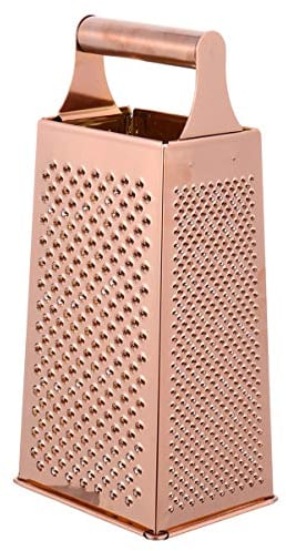 DOITOOL Box Grater 4- Sided Stainless Steel Kitchen Cheese Grater with Handle for Cheese, Vegetables, Ginger, Handheld Food Shredder (Rose Gold)